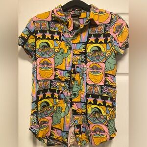 Nooworks Dreyfus Multicolor Graphic Button-Down Shirt — Yellow Pink Blue Black